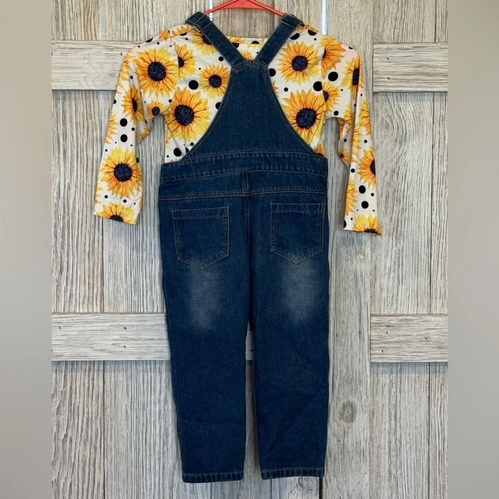 Sunflower Kids Overalls with Denim Bottoms Sz L 4T